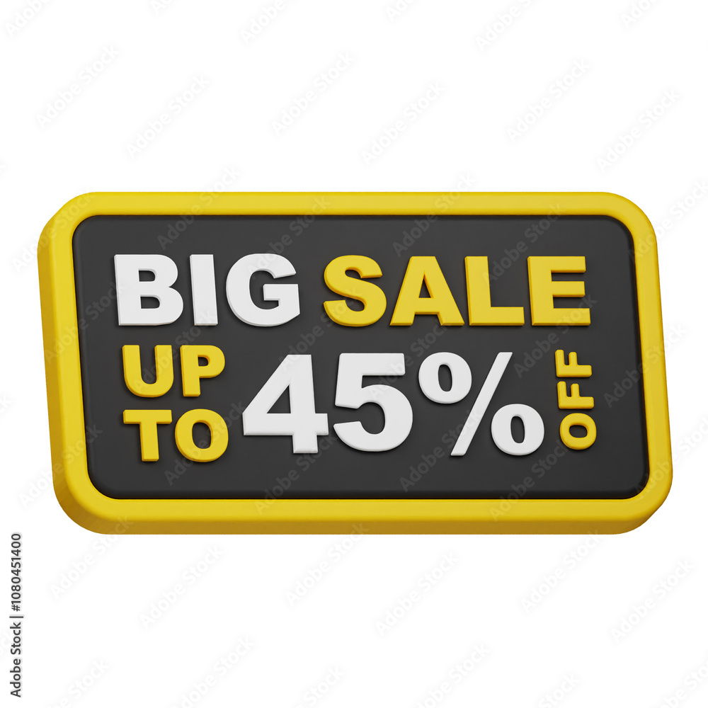 big sale up to 45% off 3d icon isolated on the white background big sale up to 45% off 3d icon isolated on the white background
