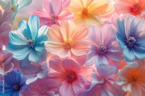 Close-up shot of delicate pastel flowers. This image is perfect for a floral background or any design related to beauty, nature, or springtime.