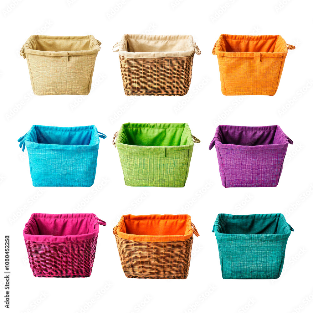Сolorful baskets. Isolated on transparent background. Сolorful baskets. Isolated on transparent background.