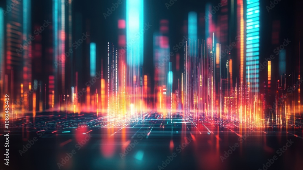 Fototapeta premium Futuristic technology background with glowing lines.
