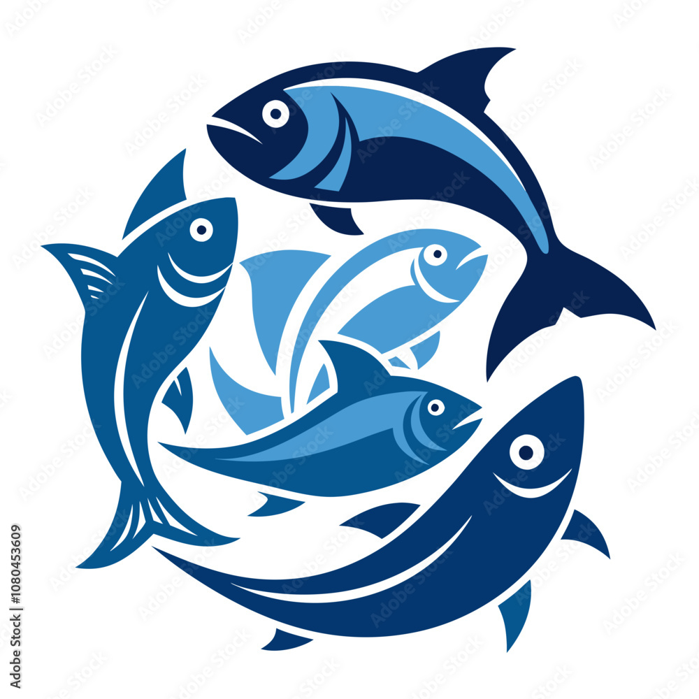 Obraz premium Fish for fissures logo concept for business branding