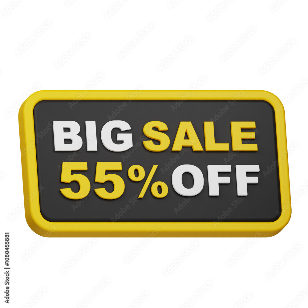 big sale 55% off 3d icon isolated on the white background big sale 55% off 3d icon isolated on the white background