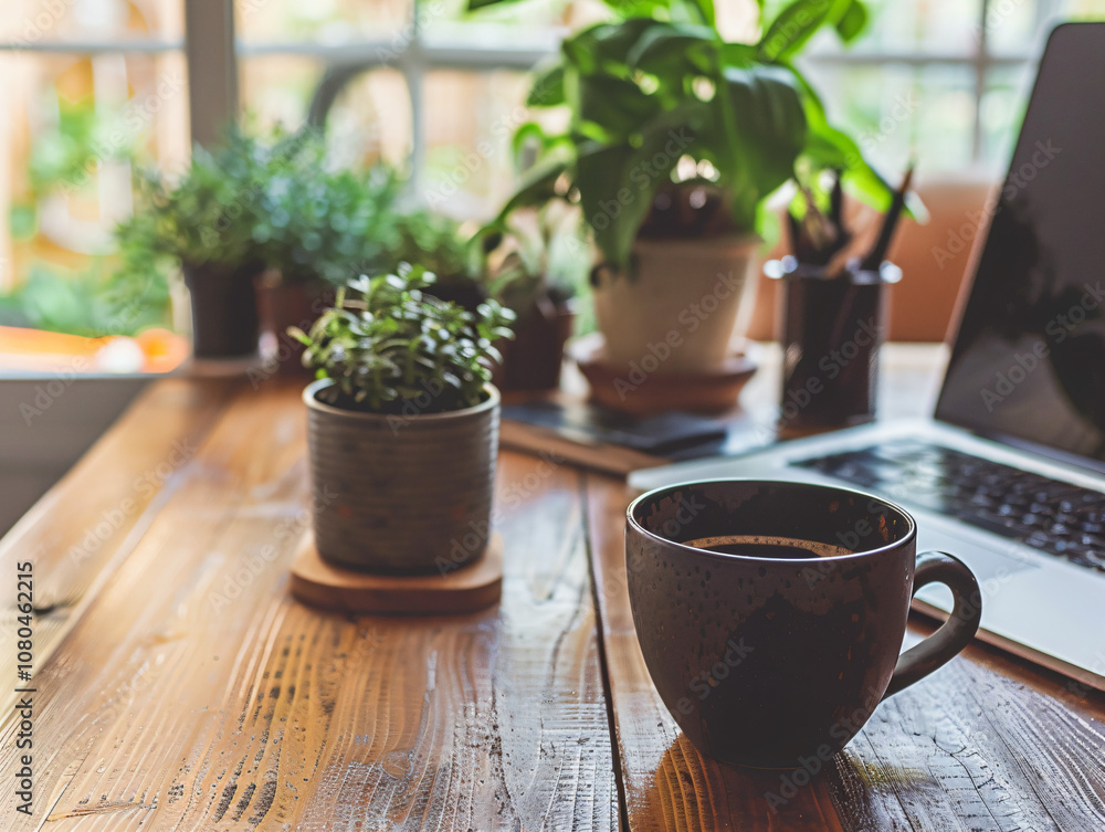Cup of coffee on a rustic wooden table. Cup of coffee on a rustic wooden table.