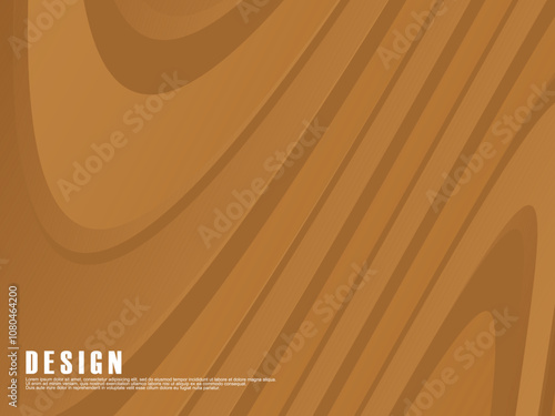 Abstract futuristic brown curved lines on brown background. Vector horizontal template for digital luxury business banner, contemporary formal invitation, luxury voucher, etc.