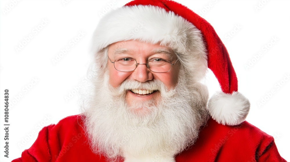 Classic portrait of a jolly Santa Claus, radiating Christmas cheer and holiday spirit with his iconic red suit and warm, joyful smile, Generative AI Classic portrait of a jolly Santa Claus, radiating Christmas cheer and holiday spirit with his iconic red suit and warm, joyful smile, Generative AI