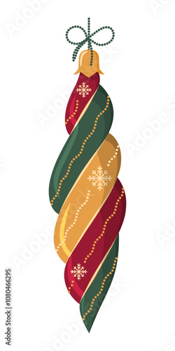 Christmas long twisted ball with vintage colorful ornaments