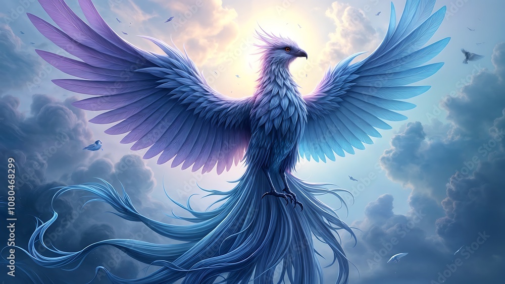 Majestic Phoenix Soars with Glowing Wings Against a Mystical Sky Majestic Phoenix Soars with Glowing Wings Against a Mystical Sky