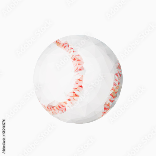 Baseball ball, isolated vector low polygonal illustration