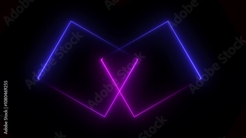 Wallpaper Mural abstract neon line colorful saber square frame animation blue purple color on dark night background. Torontodigital.ca