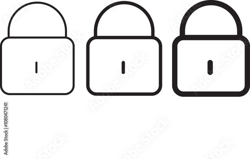 lock icon set. Flat security symbol. Flat design. Open and closed lock symbol. Lock icon collection.
