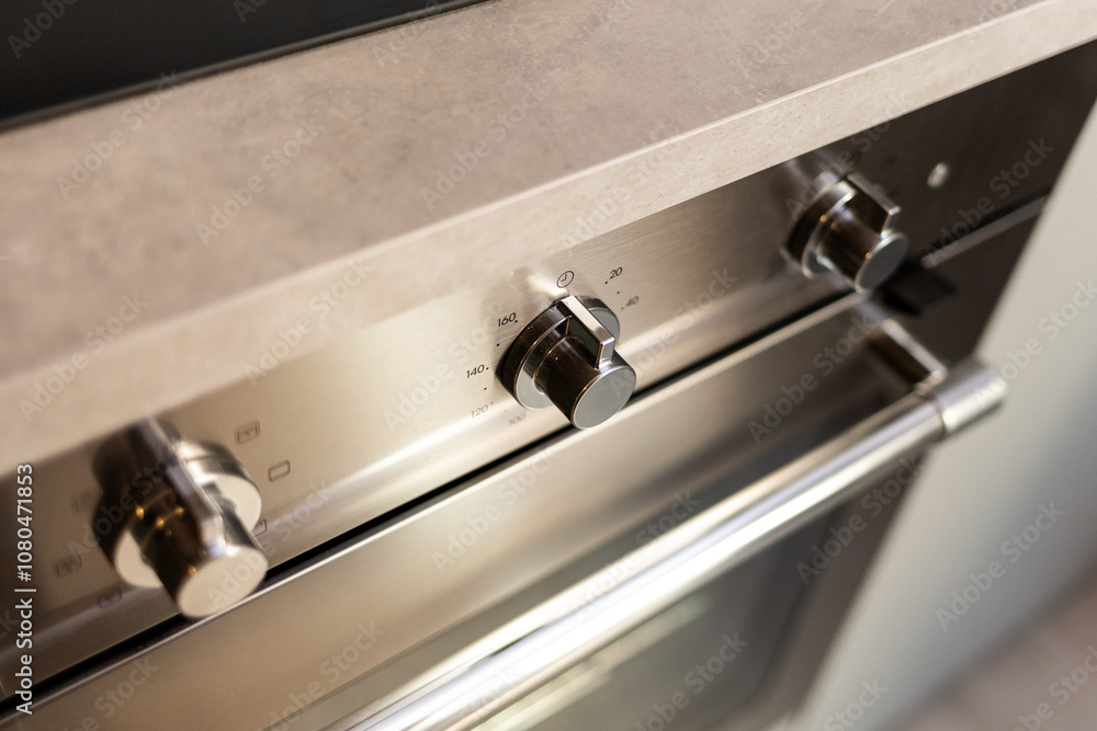 Close up shiny modern domestic kitchen design
