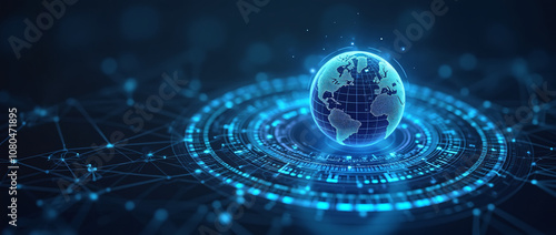 digital world abstract map binary