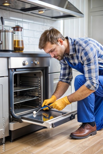 Repairman Repairing Oven