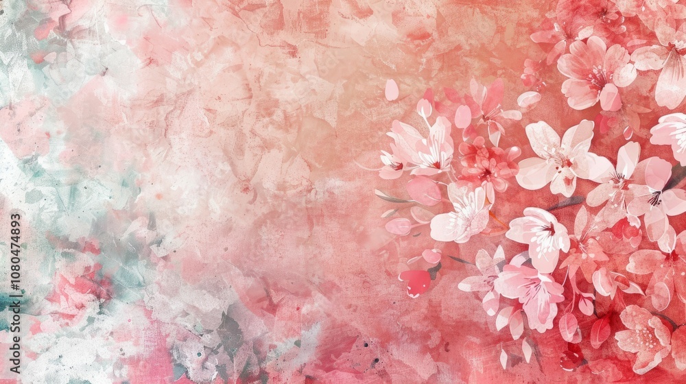 Fototapeta premium Creative texture background with an artistic blend of watercolor strokes and delicate floral patterns, adding a whimsical touch to your designs