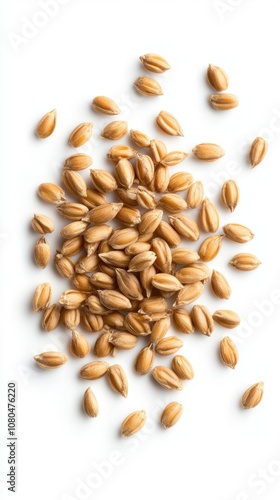 Grains of wheat on a white isolated background.