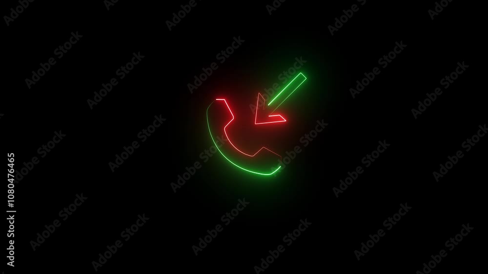 neon green and red color phone call icon animation with black background. neon green and red color phone call icon animation with black background.