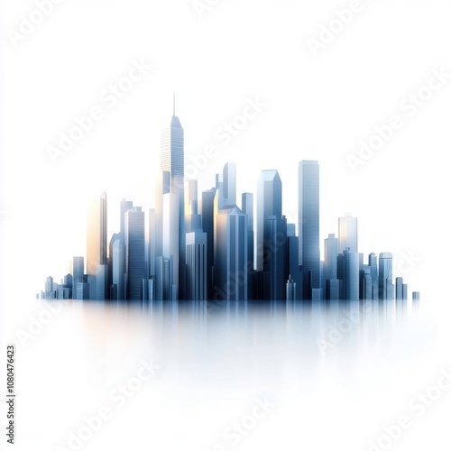 Modern city skyline silhouette on a white isolated background.