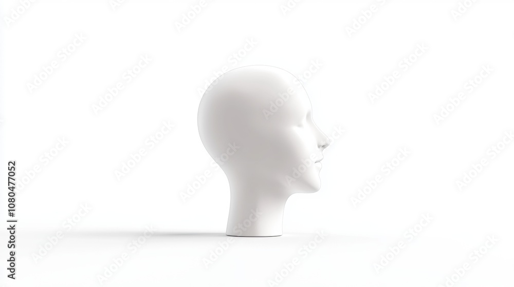 White mannequin head profile on isolated background. White mannequin head profile on isolated background.