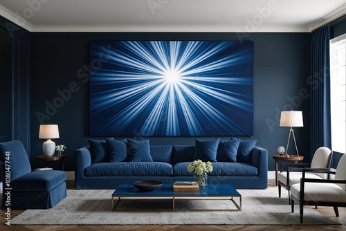 Vibrant Indigo Canvas Art Highlighting Stunning Light Effects for Wall Decor