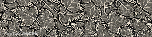Abstract maple leaves seamless pattern with dotted flat style.