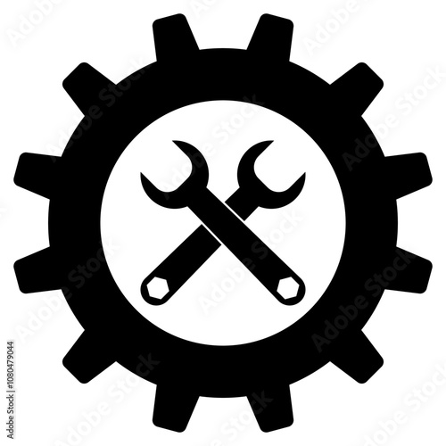 Wrench and Gear Cogwheel symbol. Service Tools vector illustration EPS 10 File. Isolated on white background.