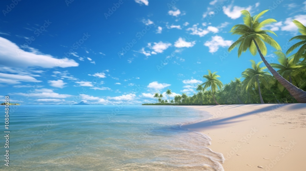 Beautiful tropical ocean with blue sky and palm trees in summer Beautiful tropical ocean with blue sky and palm trees in summer