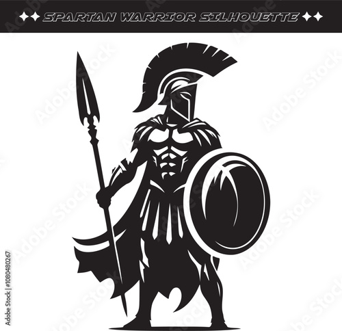 Spartan ancient Greek hoplite warrior silhouettes.