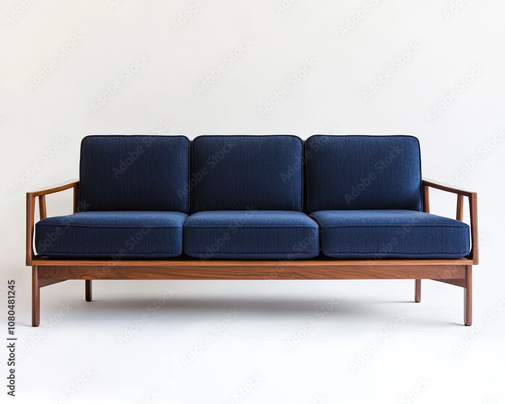 Timeless Mid-Century Style with a Navy Sofa Timeless Mid-Century Style with a Navy Sofa