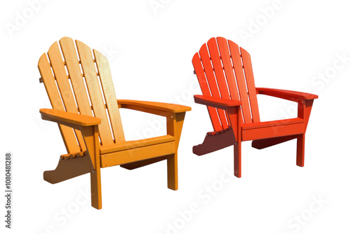 Vibrant chairs ready for a sunny outdoor retreat photo