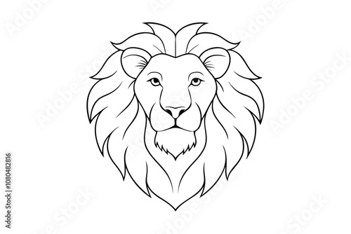 Stunning Lion Head Line Art Vector photo