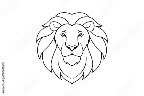 Stunning Lion Head Line Art Vector photo