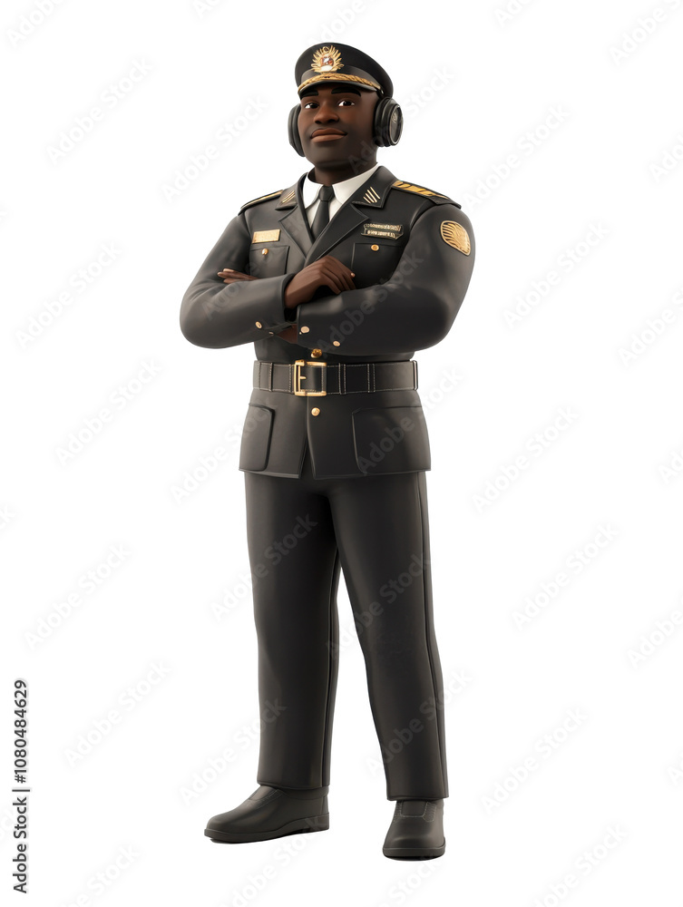 Illustration of a Confident Security Officer in Uniform, Emphasizing Authority, Professionalism, and Community Commitment Illustration of a Confident Security Officer in Uniform, Emphasizing Authority, Professionalism, and Community Commitment
