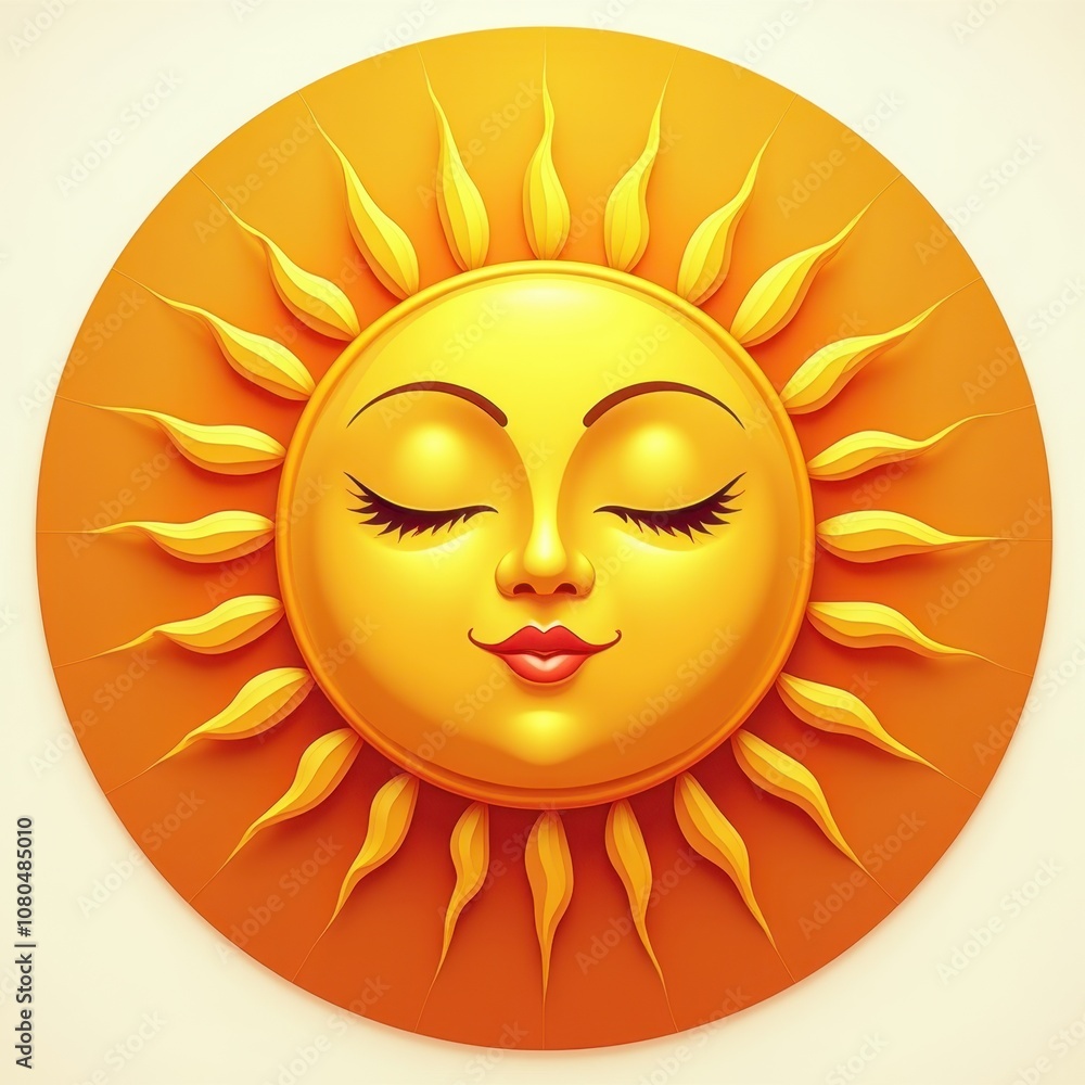 Serene Sun Icon with Golden Rays Serene Sun Icon with Golden Rays