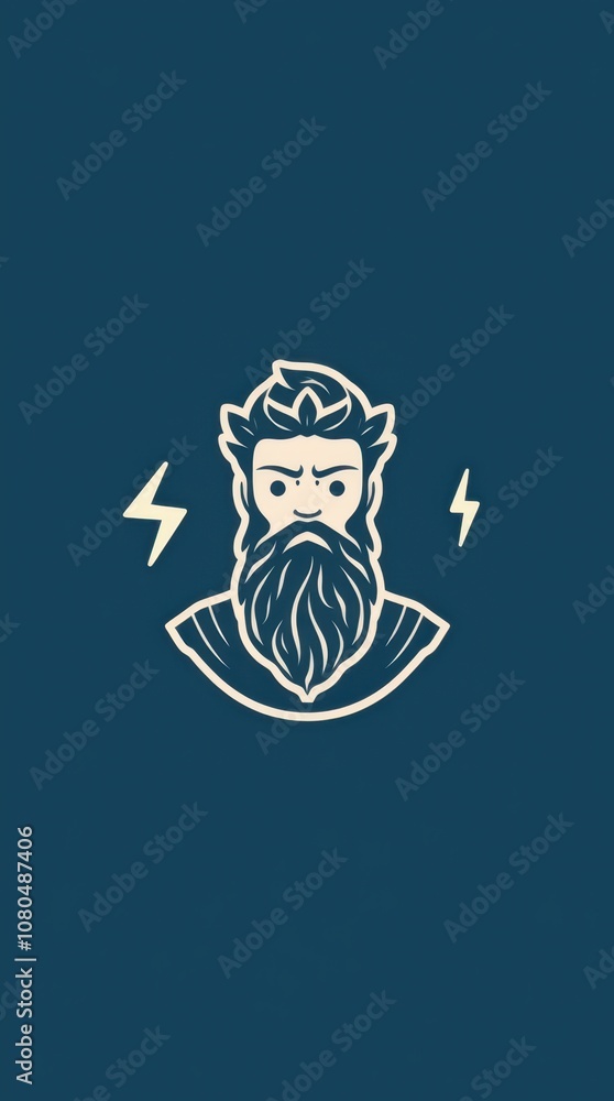 Minimalist Zeus Icon with Stylized Lightning Bolt Minimalist Zeus Icon with Stylized Lightning Bolt