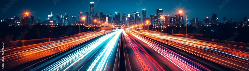 Vibrant Night Cityscape with Bright and Colorful Lights Illuminating the Dynamic Skyline in a Busy Urban Setting Vibrant Night Cityscape with Bright and Colorful Lights Illuminating the Dynamic Skyline in a Busy Urban Setting