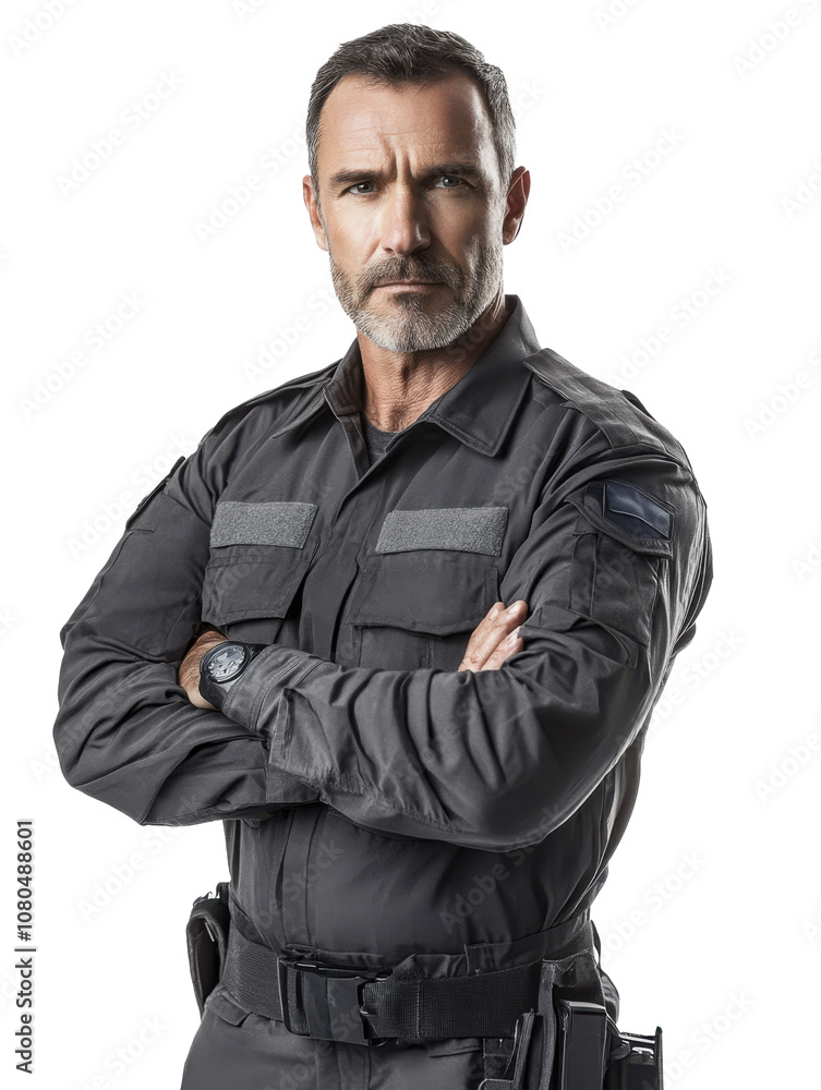 A Confident Guardian: Capturing the Essence of Authority and Vigilance in a Security Uniformed Professional A Confident Guardian: Capturing the Essence of Authority and Vigilance in a Security Uniformed Professional