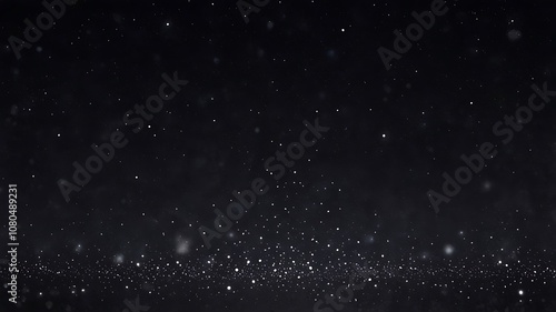 white particle on black background, star bokeh blur dust background