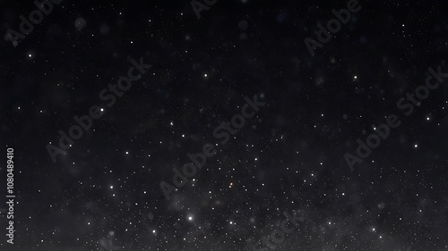white particle on black background, star bokeh blur dust background