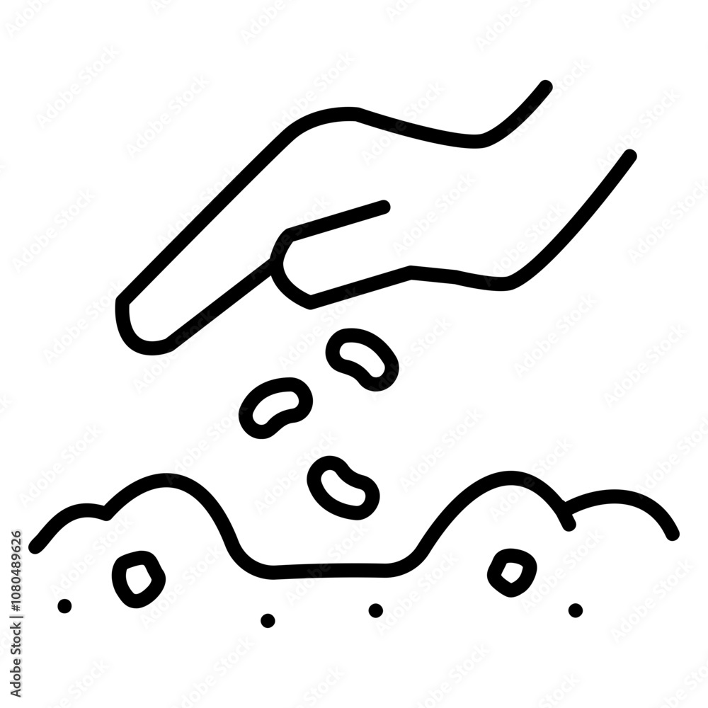 Illustration of Growing Seeds Line Icon Illustration of Growing Seeds Line Icon