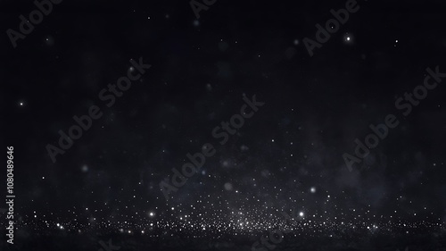 white particle on black background, star bokeh blur dust background