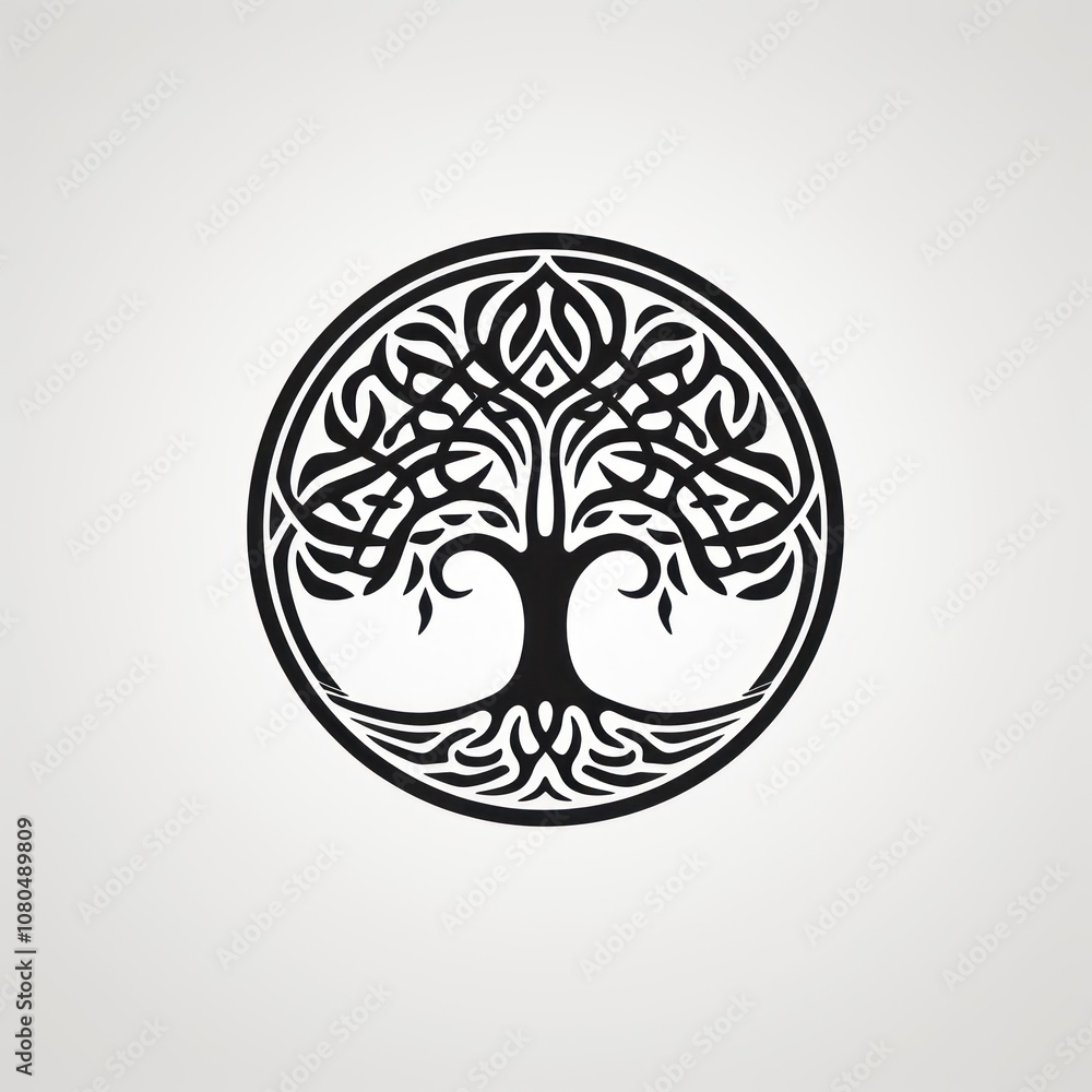 Celtic Tree in a Circle Design for Tattoo or Symbolic Art Generative AI Celtic Tree in a Circle Design for Tattoo or Symbolic Art Generative AI