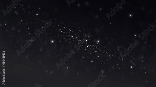 white particle on black background, star bokeh blur dust background