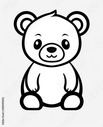 Coloring Page of a Cute Bear for Kids' Learning and Fun Generative AI