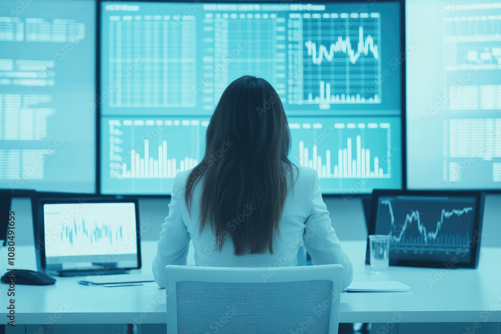 Businesswoman presenting financial chart, diverse group engaged in discussion, collaborative environment, strategic insights exchanged, professional setting. Businesswoman presenting financial chart, diverse group engaged in discussion, collaborative environment, strategic insights exchanged, professional setting.