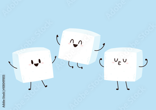 Sugar bar for Cafe concept vector illustration. Sugar cube stack. Sugar cube cartoon vector.