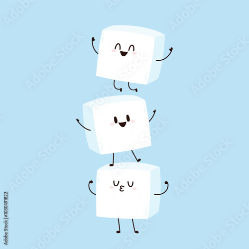Sugar bar for Cafe concept vector illustration. Sugar cube stack. Sugar cube cartoon vector.