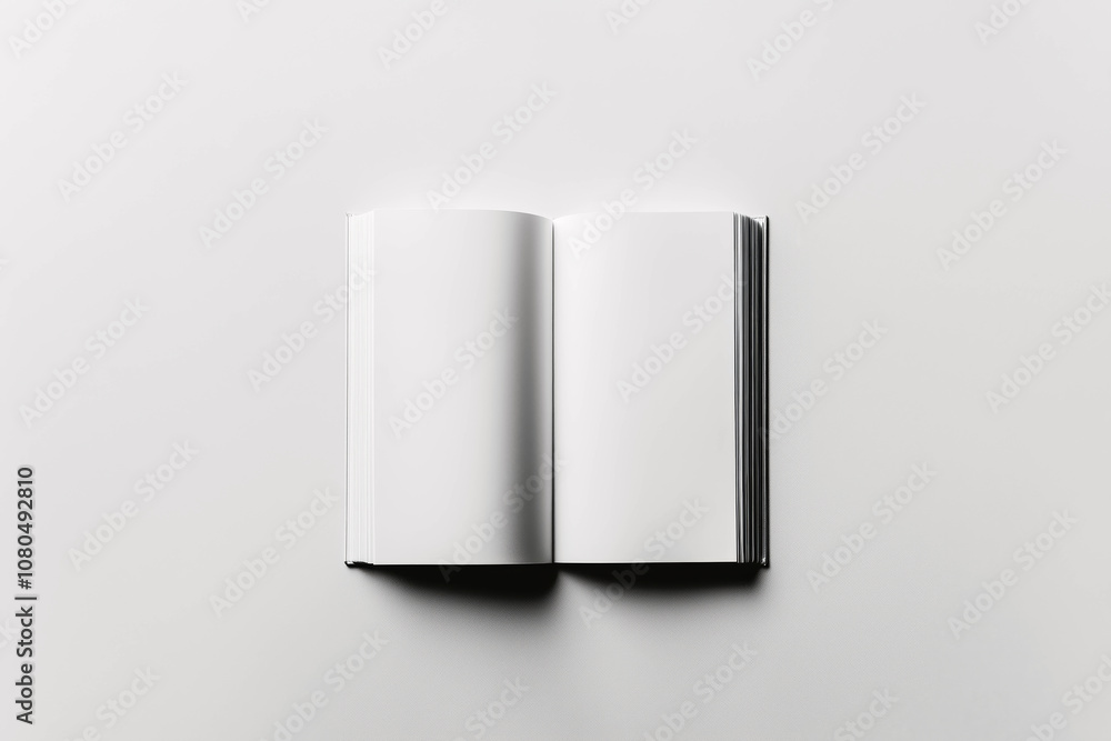 Blank magazine spread on a white background, minimalistic setup, soft lighting, clean and minimal composition. Blank magazine spread on a white background, minimalistic setup, soft lighting, clean and minimal composition.