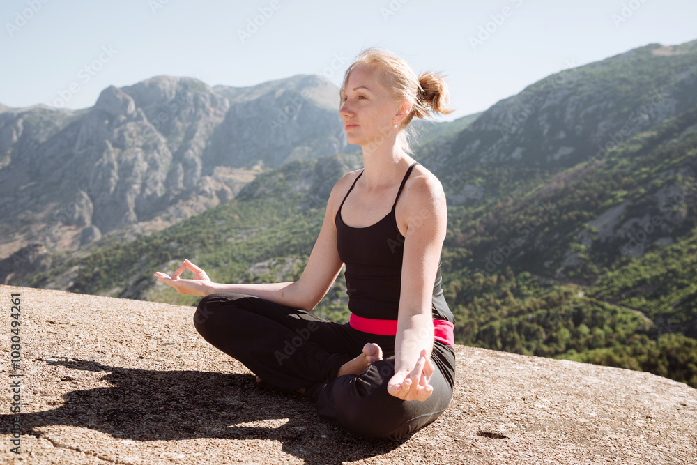 woman in zen pose in nature. woman in zen pose in nature.