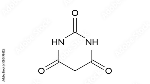 Foto barbituric acid molecule, structural chemical formula, ball-and-stick model, iso