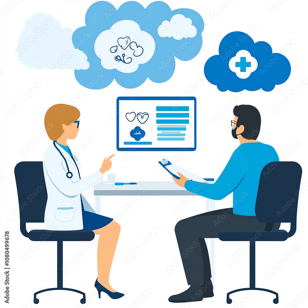 Visualization of a healthcare consultation addressing health risks related to environmental factors Visualization of a healthcare consultation addressing health risks related to environmental factors